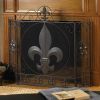 Fleur de Lis Iron Tri-Fold Fireplace Screen