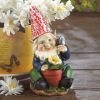 Gnome with Flower Solar Garden Statue