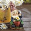 Gnome with Flower Solar Garden Statue
