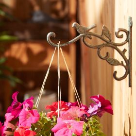 Cast Iron Plant Hanging Bracket Hook - Bird and Leaves