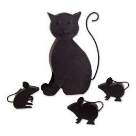 Cat and Mice Metal Garden Sculpture Set