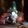 Leaf-Hat Gnome Holding Welcome Sign Solar Garden Light