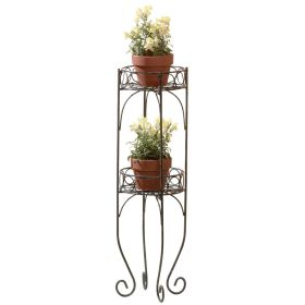 Scrolled Verdigris Two-Level Plant Stand