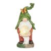 Leaf-Hat Gnome Holding Orb Solar Garden Light