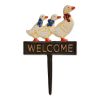 Cast Iron Welcome Garden Stake with Ducks