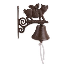 Wall-Mounted Cast Iron Pig with Wings Bell