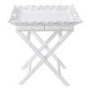 Romantic White Serving Tray with Stand with Two Drawers