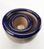 Blue Ceramic Diamond Pattern Planter Set