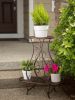 Swirled Iron Triple Plant Stand - Black