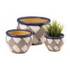 Blue Woven Design Ceramic Planter Set