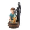 Boy and Dog Wash Solar Garden Light