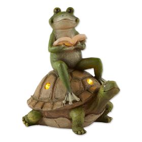 Frog Reading on Turtle Solar Garden Light