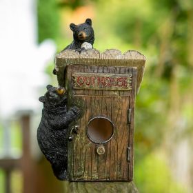 Outhouse Bird House with Black Bears