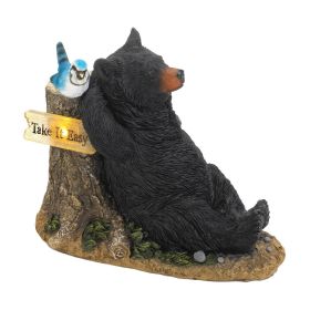 Lounging Bear with Bluebird Solar Garden Light