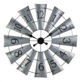 Galvanized Metal Windmill Wall Clock