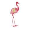 Solar Light-Up Pink and White Metal Flamingo Garden Decor