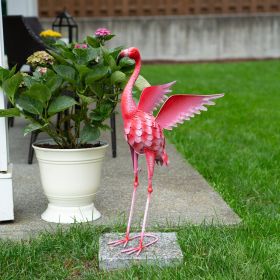 Flying Flamingo Metal Garden Decor - 34 inches