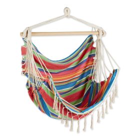 Hammock Chair with Tassel Fringe - Colorful Stripes