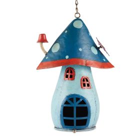 Whimsical Blue Mushroom Birdhouse