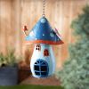 Whimsical Blue Mushroom Birdhouse
