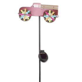 Pink Pick-Up Truck Solar Lighted Garden Stake