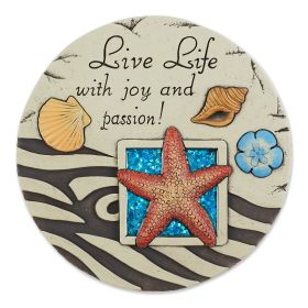Live Life Ocean Shells Cement Stepping Stone