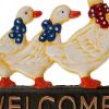 Cast Iron Welcome Garden Stake with Ducks