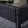 Tierra 3-Piece Classic Outdoor Wicker Coffee Lounger Set in Black with Cushion