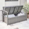 Gabrielle All-weather Resin Wicker Lounge Patio Sofa Storage Bench in Grey