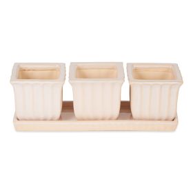 Ceramic Mini Planter Set - Ivory Square
