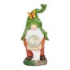 Leaf-Hat Gnome Holding Orb Solar Garden Light