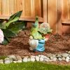 Leaf-Hat Gnome with Potted Plant Solar Garden Light