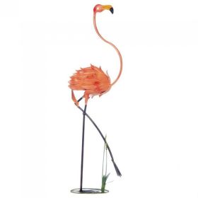 Walking Flamingo Metal Garden Decor