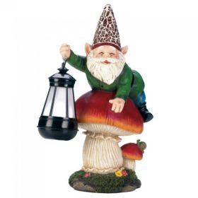 Gnome on Mushroom Solar Garden Light