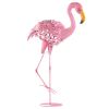 Solar Lighted Flamingo Yard Art - Leaning