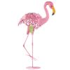 Solar Lighted Flamingo Yard Art - Leaning