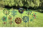 Peacock Feathers Garden Windmill Stake - 75 inches