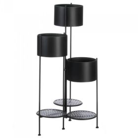 Three-Tier Matte Black Metal Plant Stand