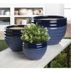 Two-Tone Blue Ceramic Planter Set