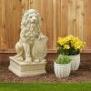 Lion with Shield Garden Statue - Ivory