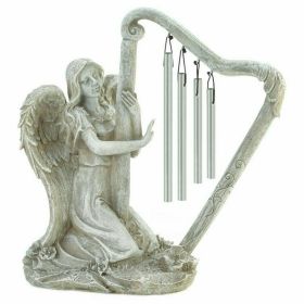 Stone-Look Angel Harp Standing Windchime