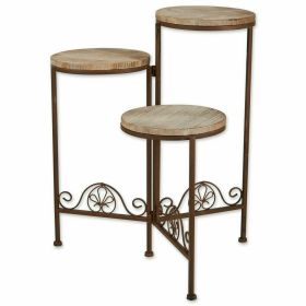 Folding Wood-Top Multi-Level Plant Stand