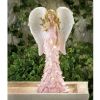 Solar Light-Up Pink Rose Angel Garden Statue