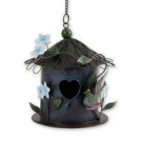 Whimsical Blue Metal Birdhouse